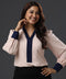 Contrast Long Sleeve Beige Chiffon Shirt